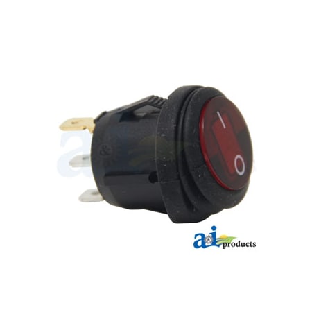 A & I Products Switch, Rocker, Round, 25 Amp, 3 Terminal, On/Off (Illuminated Red) 3" x5" x1" A-RS200R